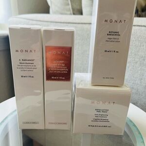 🆕MONAT BUNDLE!! Skincare Set with C. Radiance, Rewind Serum, Bakuchoil and pads